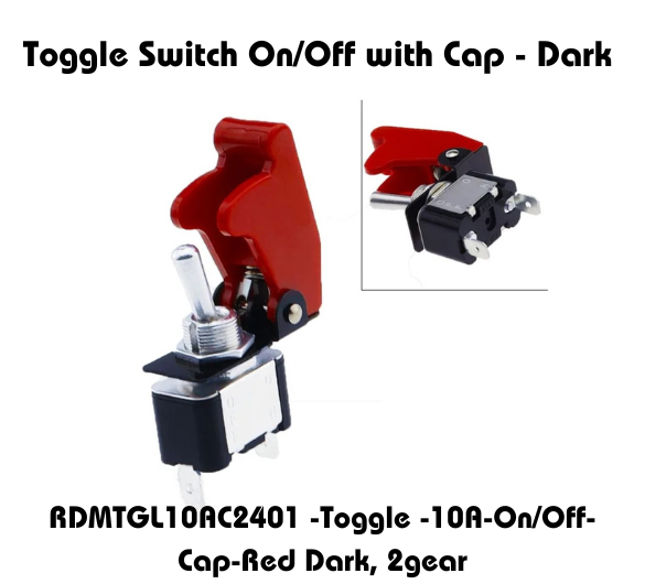 Toggle Switch On/Off with Red Cap - 10A, 2 Gear, Model RDMTGL10AC2401